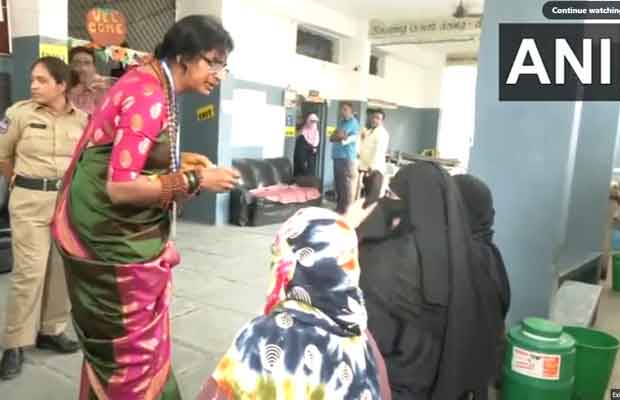 BJP candidate Madhavi Latha asks burqa-clad women to lift veil at voting booth, sparks controversy