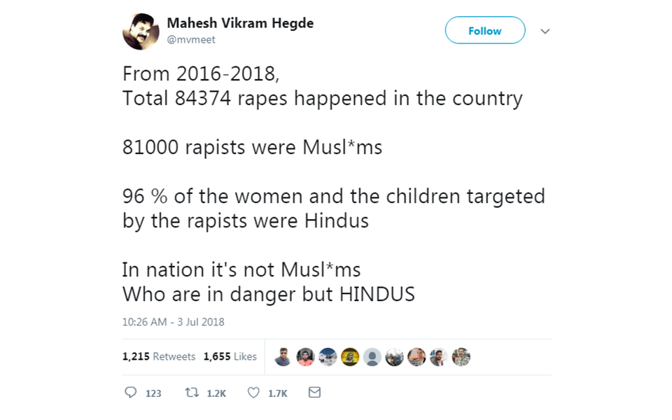 Were Muslims responsible for 95% of rapes in India in 2016 as claimed on social media?