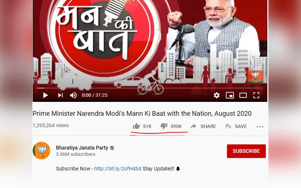 51k likes, 3.9 lakh dislikes on PM Modi's 'Mann ki baat' after outrage over skipping 'JEE-NEET'