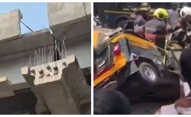 Mumbai: One dead, three injured as parapet wall slab of metro rail line falls onto vehicles