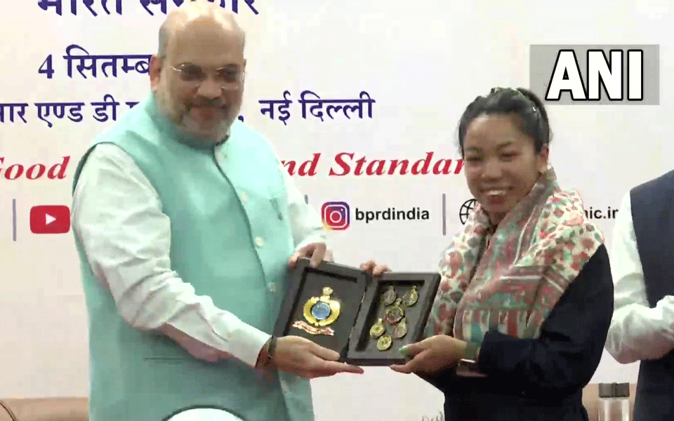 Home Minister Amit Shah honours Olympic champion Mirabai Chanu