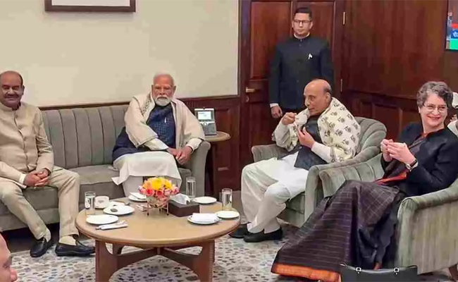 PM, Union ministers, Priyanka Gandhi, others meet Speaker Birla after Lok Sabha adjourned sine die