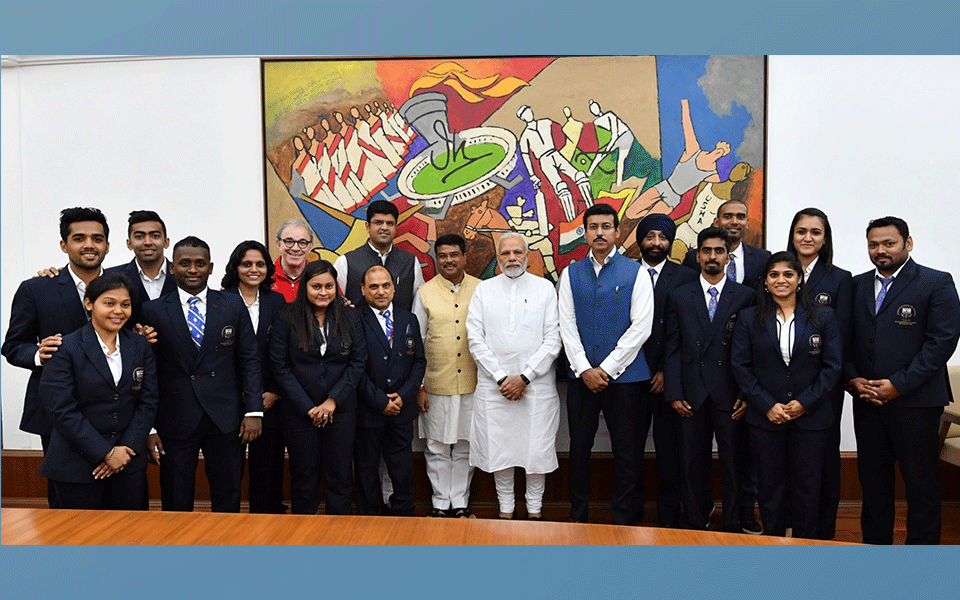 Modi interacts with CWG TT medallists