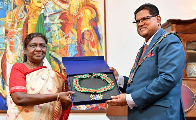 President Droupadi Murmu conferred with Suriname's highest civilian award
