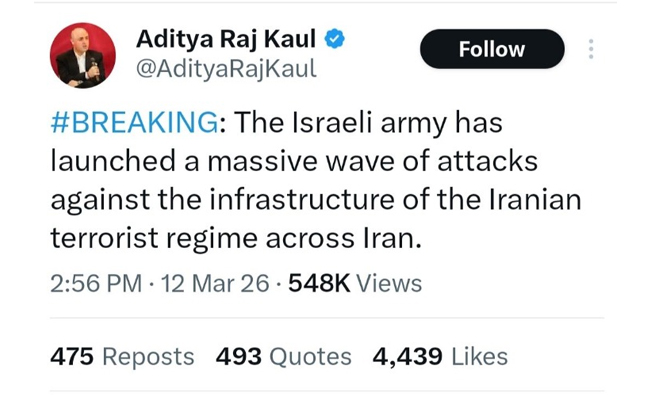 NDTV’s senior editor calls Iran “terrorist regime” in ‘X’ post, deletes after backlash NDTV’s senior