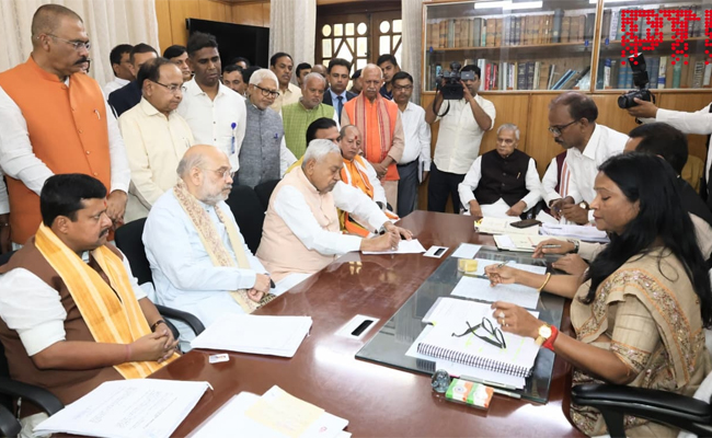 Bihar CM Nitish Kumar, BJP chief Nitin Nabin file nominations for Rajya Sabha