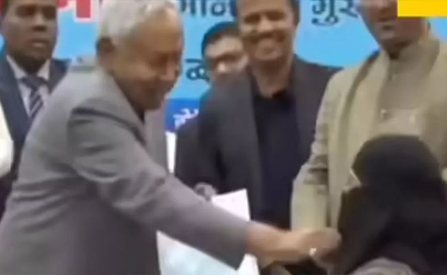 Bihar CM removes hijab from newly appointed doctor's face at govt event, stokes controversy