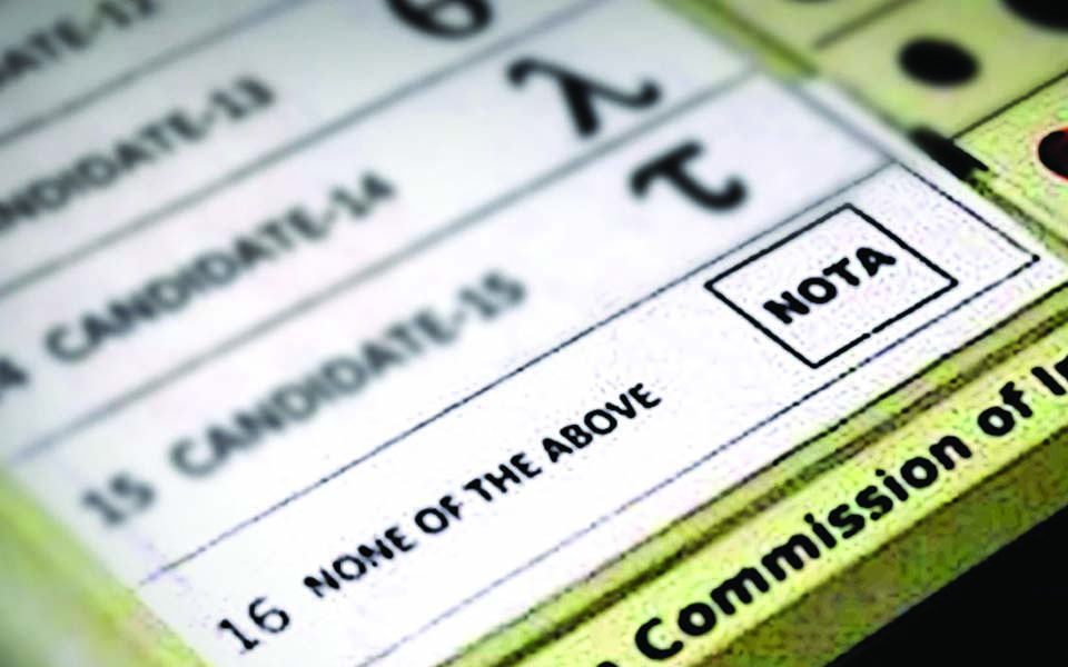 'NOTA' is runnersup in two Maharashtra Assembly seats