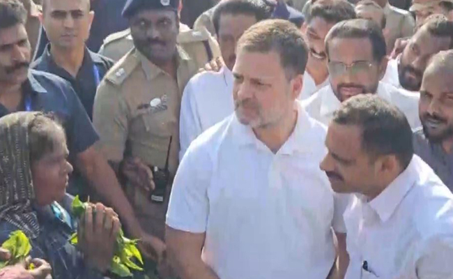 Rahul Gandhi interacts with tea estate workers in Kerala's Idukki
