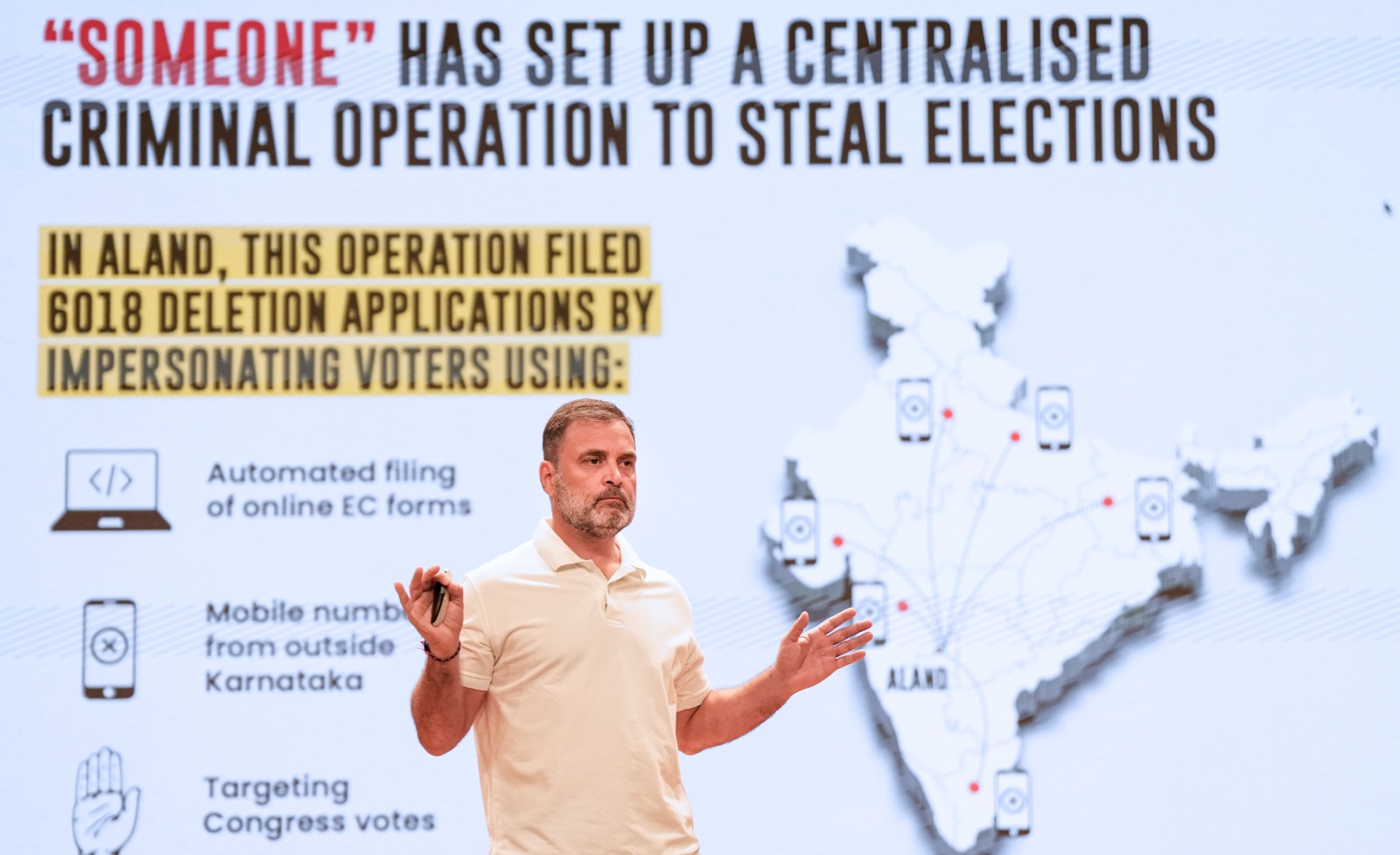 Rahul Gandhi alleges fraudulent deletion of 6,000 voter names in Karnataka’s Aland