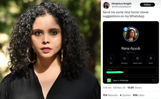 Journalist Rana Ayyub faces targeted harassment after right-wing handle shares her number online