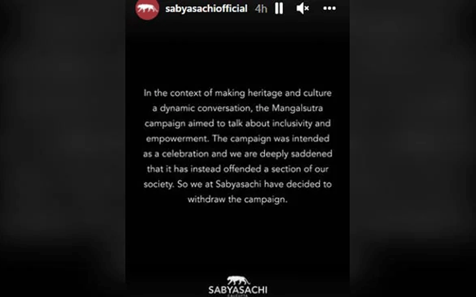 Sabyasachi withdraws Mangalsutra campaign advertisement amid controversy