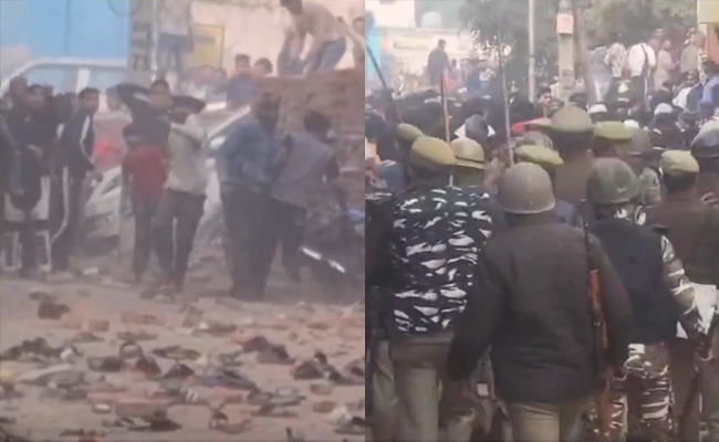 UP Police use tear gas to disperse crowd throwing stones during Sambhal mosque survey