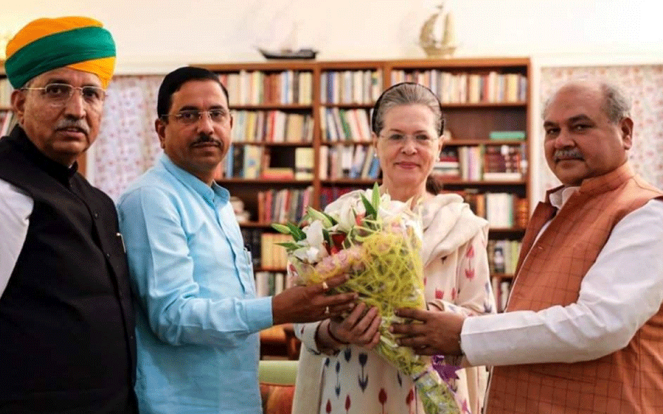 Parliamentary Affairs Minister Pralhad Joshi meets Sonia Gandhi