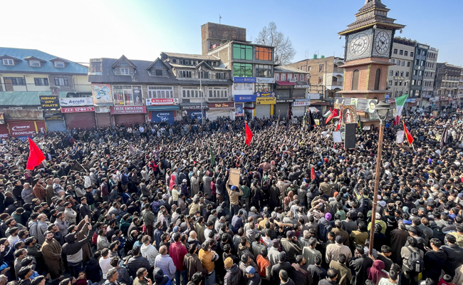 Protests in Kashmir against killing of Iranian leader Ayatollah Ali Khamenei
