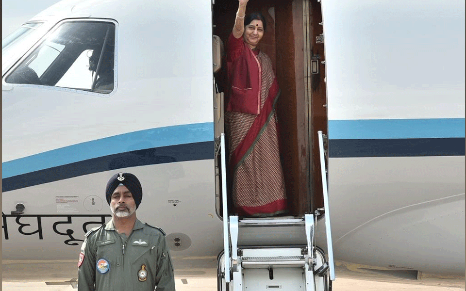 Sushma Swaraj leaves for Vietnam, Cambodia