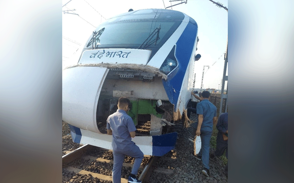 Gandhinagar-bound Vande Bharat train rams into cattle in Gujarat, front panel damaged