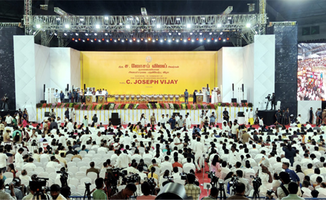 CPI objects to ‘Tamil Thaai Vaazhthu’ being played after ‘Vande Mataram’ at Vijay oath ceremony
