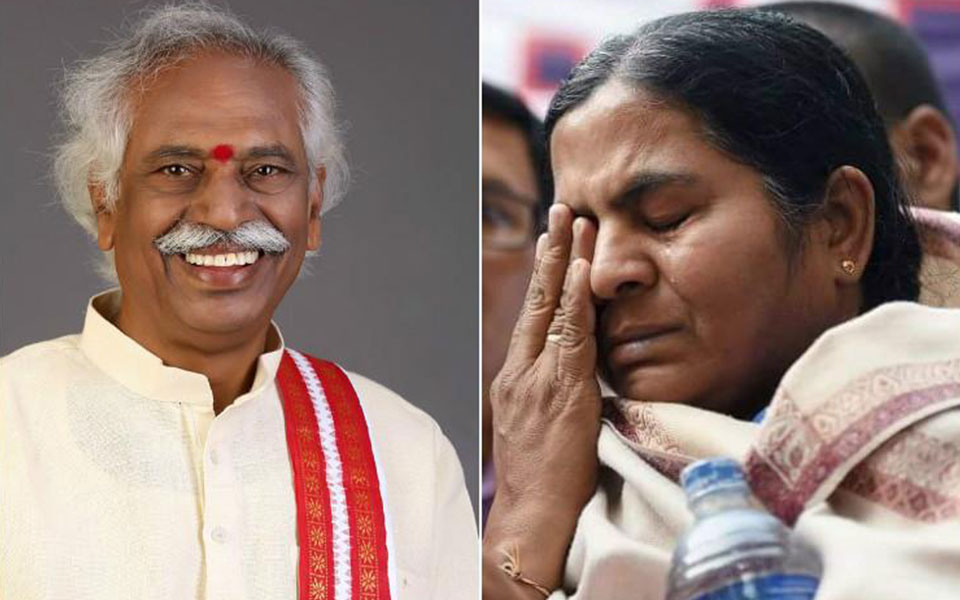 Rohit Vemula's Mother  offers her condolences to BJP Leader Bandaru Dattatreya