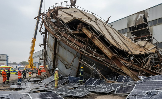 Six dead as water tank collapses at solar panel manufacturing factory in Nagpur
