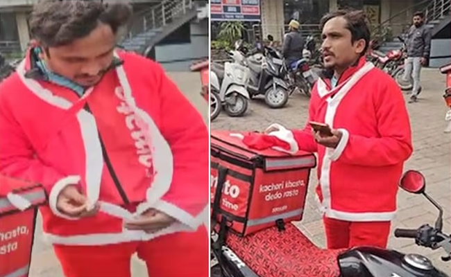 Delivery agent forced to remove Santa Claus costume in Indore