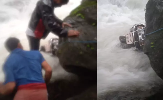 Two men swept away while crossing river on Bike in Belthangady, escape drowning narrowly