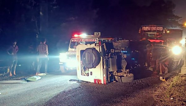 Doctor, two hospital staff members injured as ambulance overturns near ...