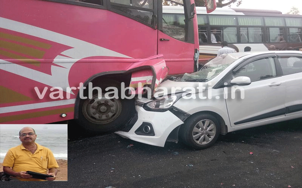 Charted accountant killed as car collides head-on with bus