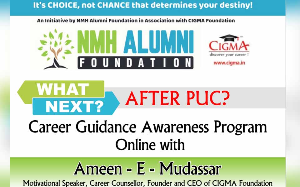 NMH Alumni Foundation to host online career guidance program on "What Next After PUC" on Dec 24