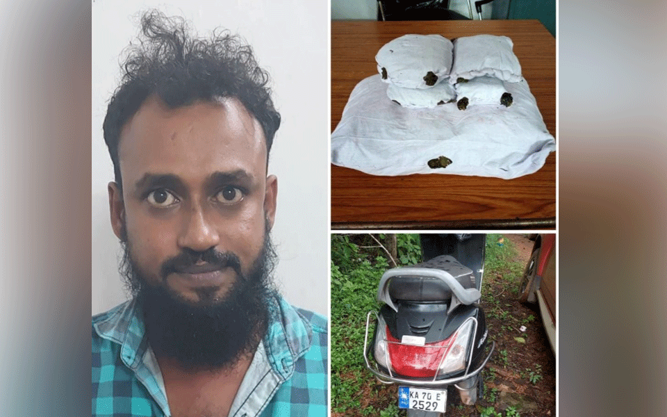 Bantwal: Drug-peddler held, ganja seized from two-wheeler