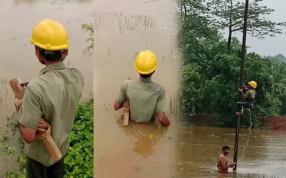 MESCOM Staff Brave Floods To Restore Power Supply In Mangaluru