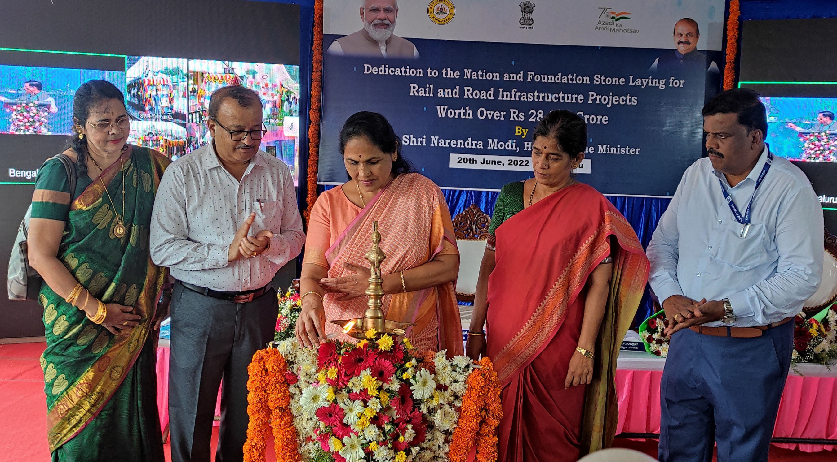 Minister Shobha Karandlaje symbolically inaugurates Konkan railway electrification project in Udupi