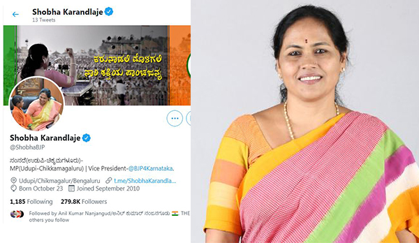 Day after taking oath as Union Minister, Shobha Karandlaje deletes all tweets from her account