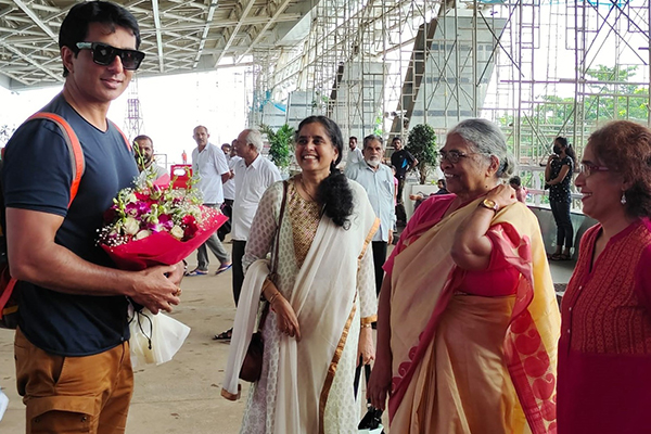 Bollywood actor Sonu Sood arrives in Mangaluru