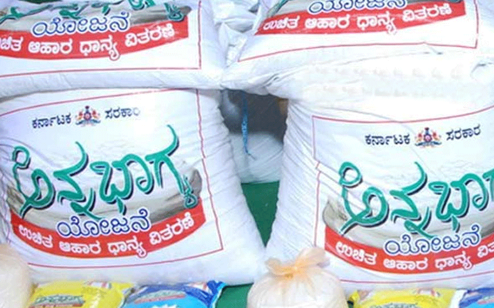 Manur: Anna Bhagya scheme rice stored in rice mill