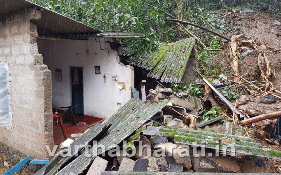 Landslide near Gandi Bagilu: Hundreds of rubber, areca trees damaged