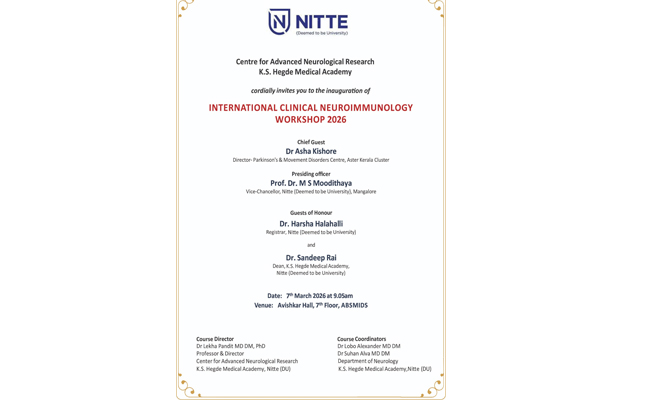 Mangaluru to host international workshop on clinical neuroimmunology