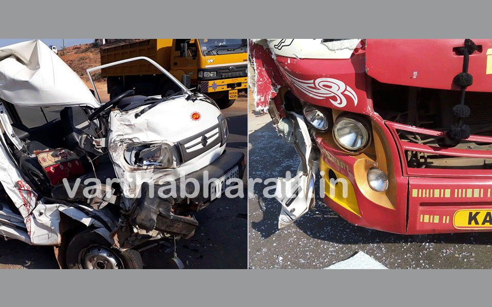 Car, bus collides head-on in Mani