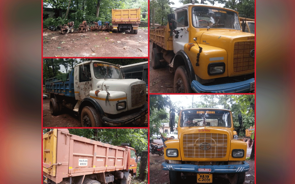 Mangaluru: Raid on illegal red stone mining den; Triller machine, lorries seized