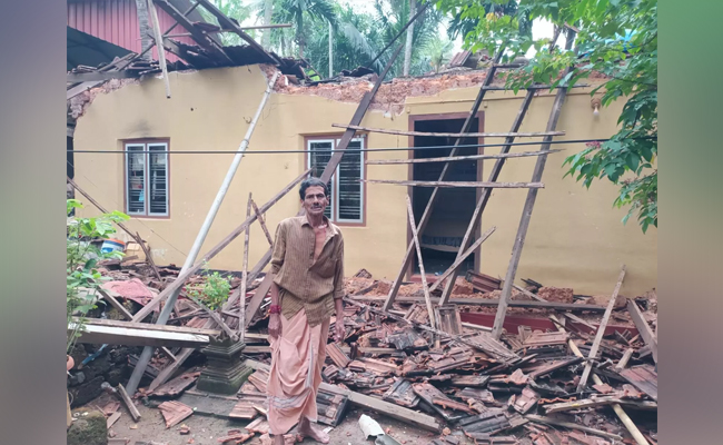 Cyclone Fengal: Tiled roof of house in Kasargod collapses due to heavy rain