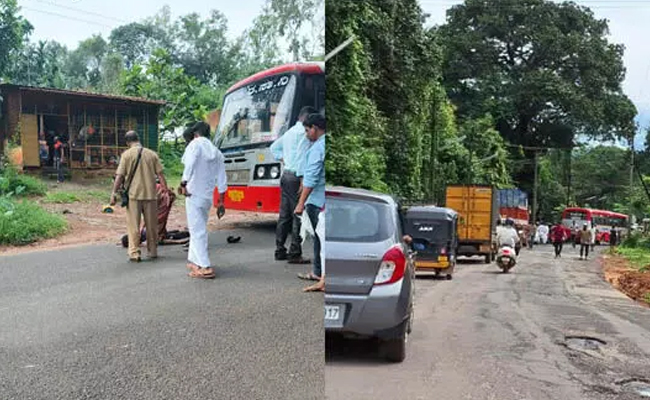 Unidentified pedestrian hit by KSRTC bus in Belthangady, hospitalized