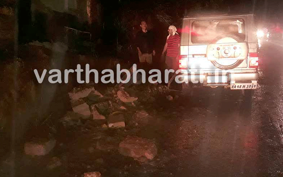 Rain wreks havoc in Bantwal: Car damaged in mudslide