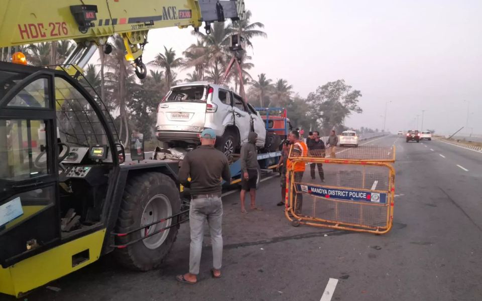 Two bankers killed, 1 injured as car hits divider, topples on Bengaluru-Mysuru highway