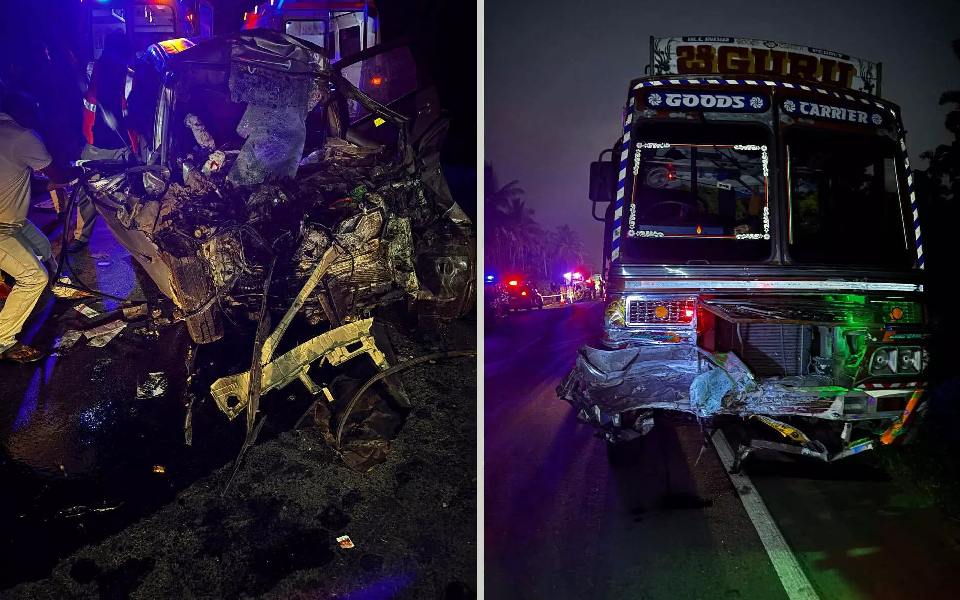 3 of family killed in car-lorry collision in Chitradurga