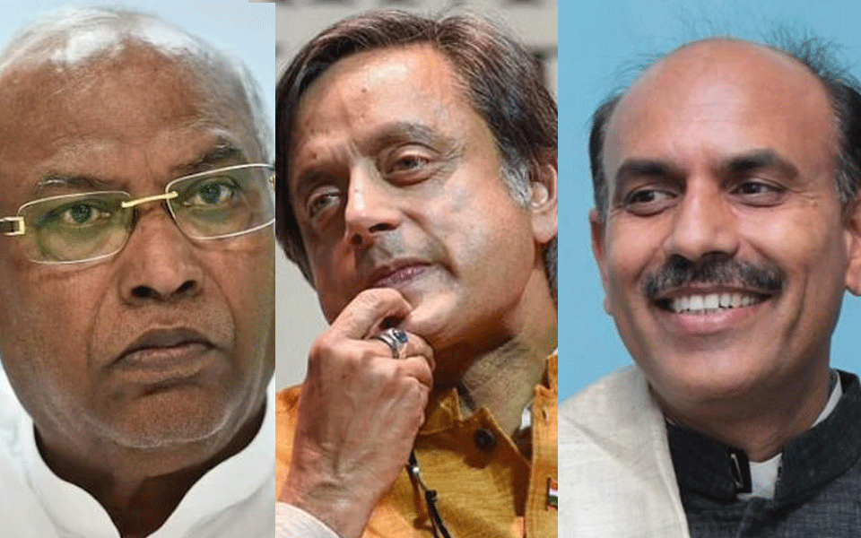 Kharge, Tharoor, Tripathi in fray for Congress Presidential poll