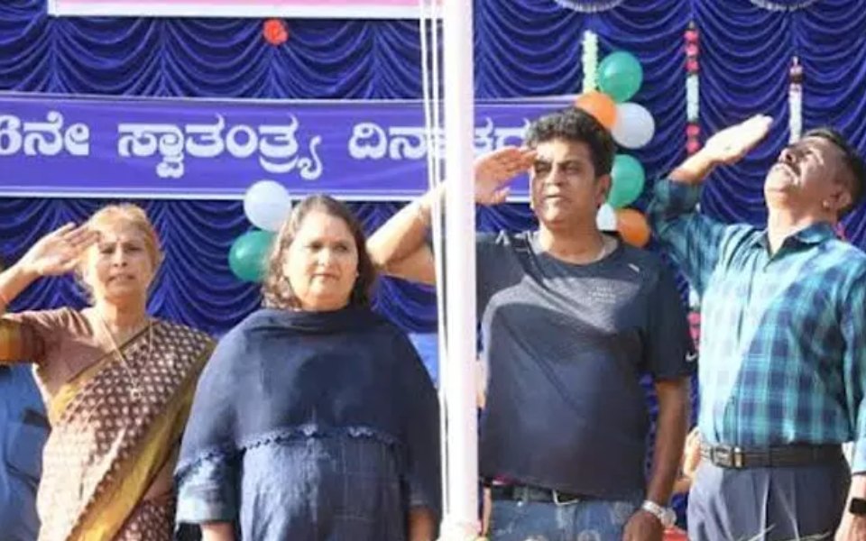 Mysuru: Shiva Rajkumar, wife celebrate Independence Day with children at Shakti Dhama orphanage