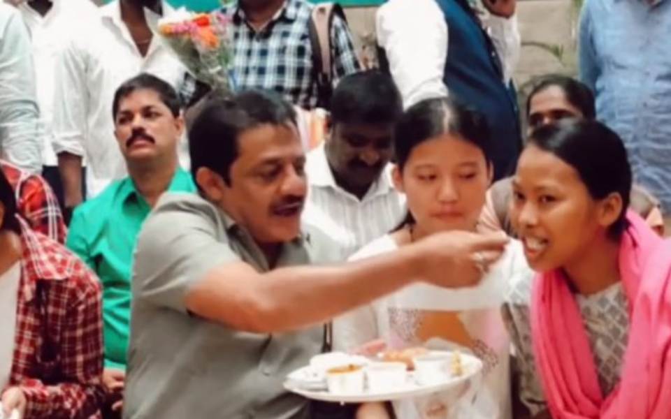 Minister Zameer Ahmed Khan celebrates birthday with students from Manipur