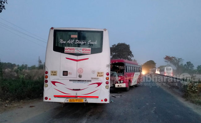 Over 15 passengers injured as two KSRTC buses collide head-on in Chikkamagaluru