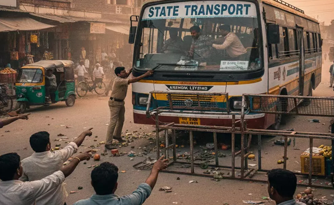Bengaluru: Theives attempt to steal parked bus, end up crashing it