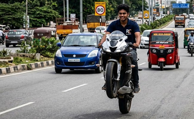 Cases registered against 22 riders for performing wheeling on two-wheelers in Bengaluru